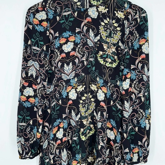 Zara Floral Long Sleeve Dress - Black and Multicolor - Picture 6 of 8